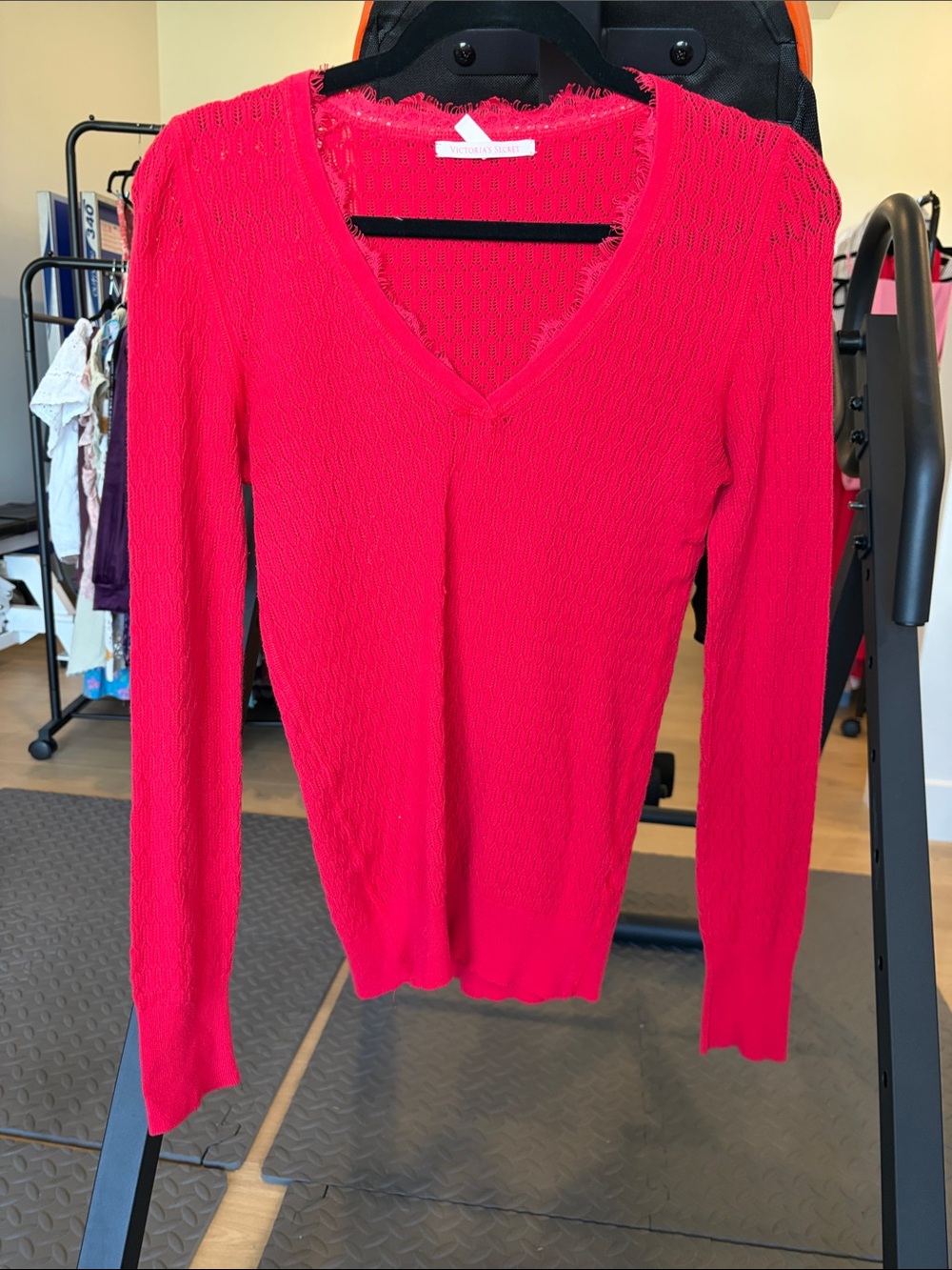 Victoria's Secret Bright Hot Pink V-Neck Lightweight Sweater